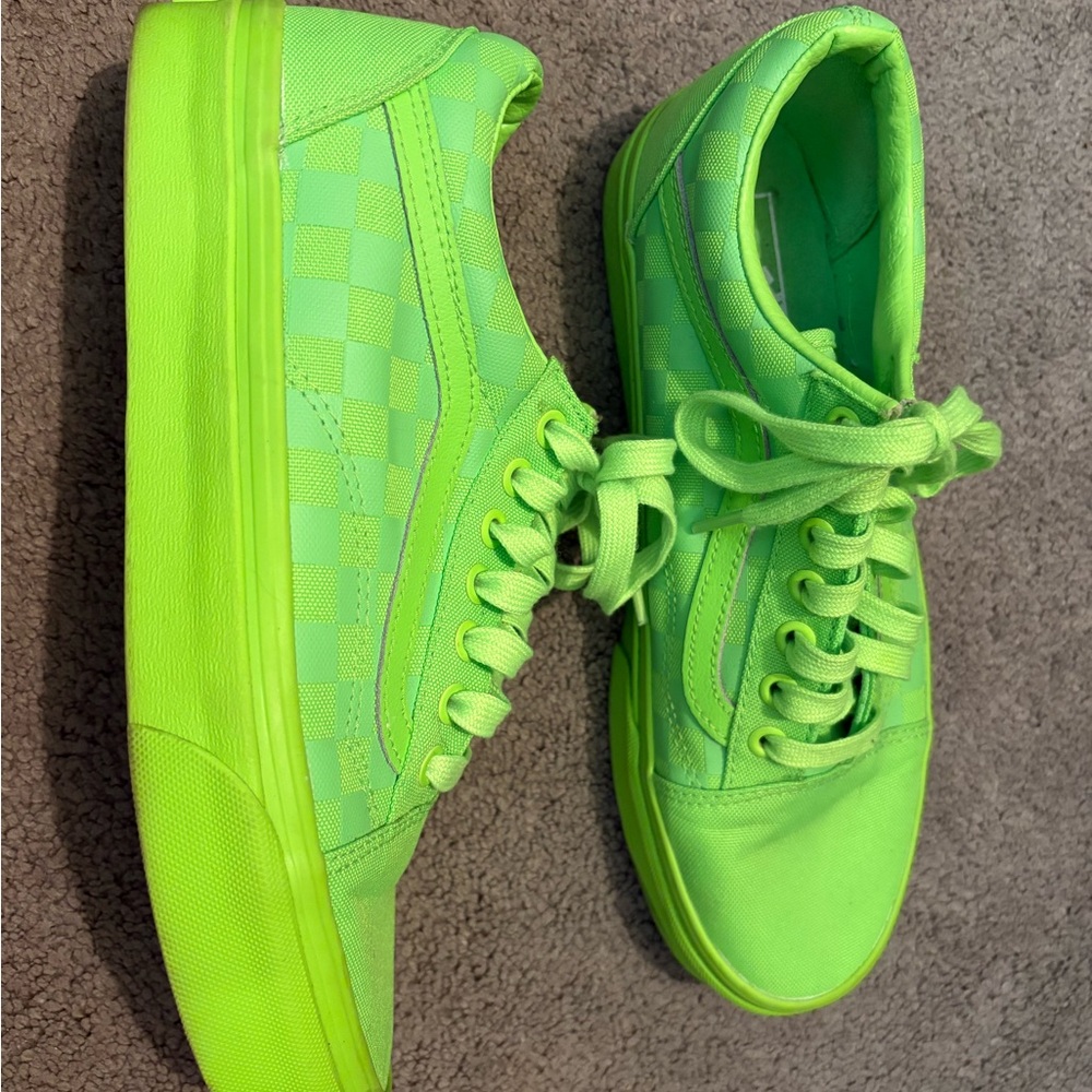 Vans Neon Green Checkered Sneakers